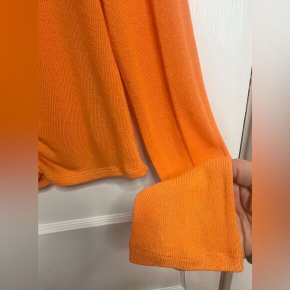 Zara orange ribbed knit cardigan V-neck and button-down front Size S - Picture 5 of 7